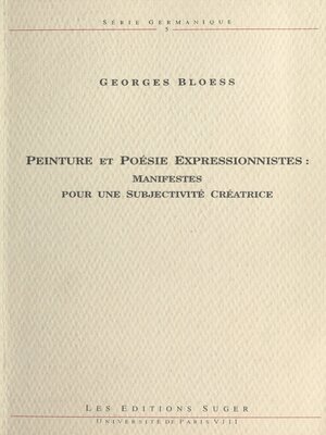 cover image of Peinture et poésie expressionnistes